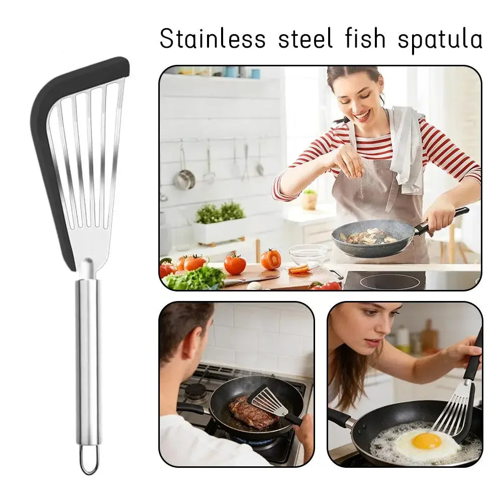 Stainless Steel Frying Spatula Heat-Resistant Non-slip Slotted Turner Fish Flipping Shovel Kitchen Cooking Accessories Peaceful Pleasures Health and Wellness