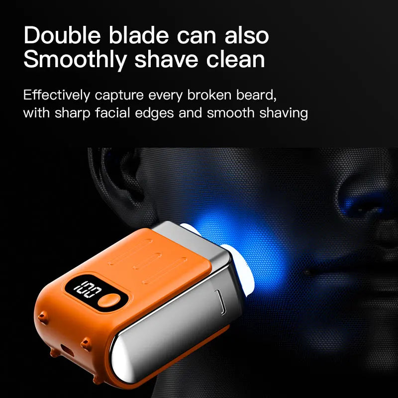 Mini Dual Blade Rotary Electric Shaver | Digital Display & Fast Charge