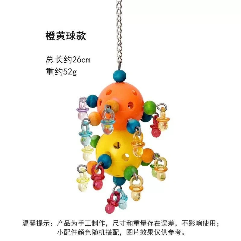 Parrot Chew Swing Toy | Cockatiel Foraging Bead Cage Toy