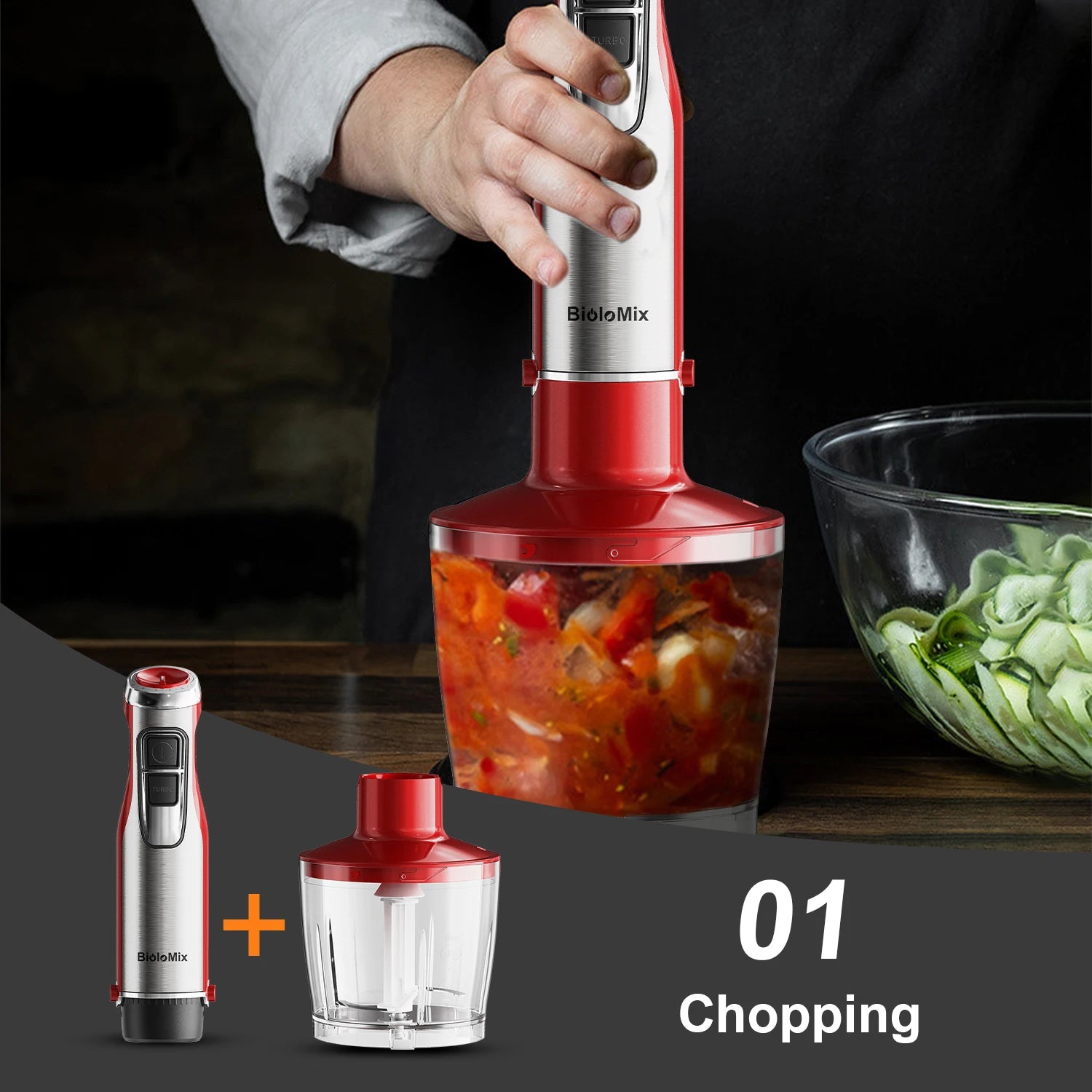 BioloMix 4-in-1 Immersion Hand Blender 1200W Immersion Blender Peaceful Pleasures Health and Wellness