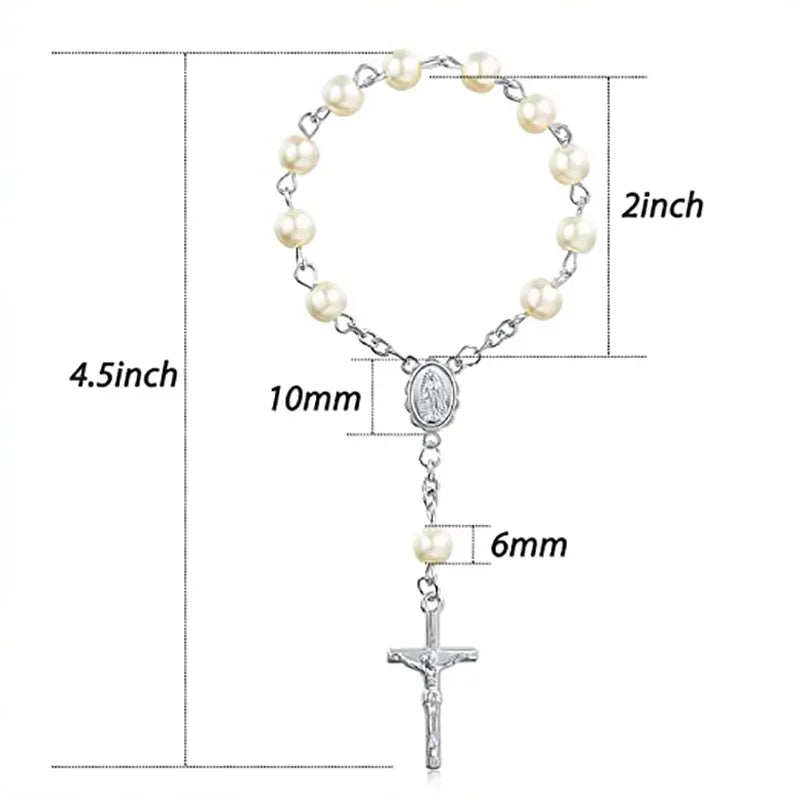 5-Pack Cross Rosary Bracelets | Baptism & Communion Gift Set