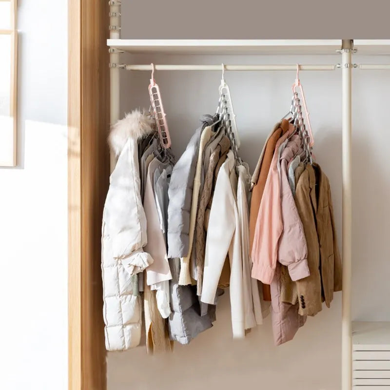 360° Multi-Port Clothes Hanger Rack – 9-Hole Closet Organizer