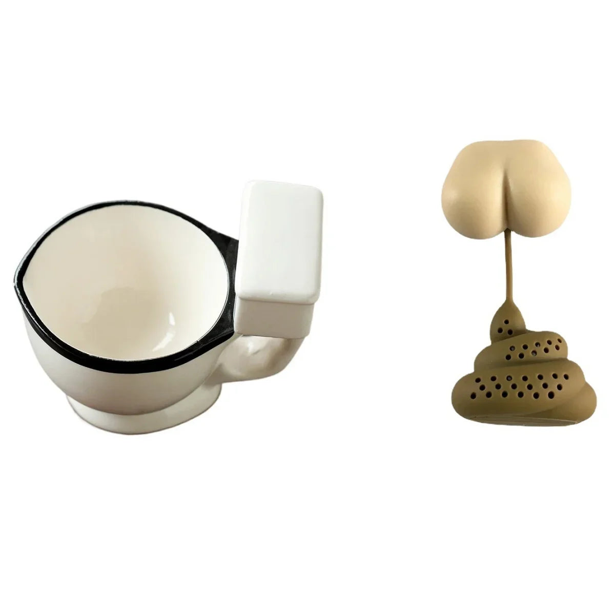 300ml Toilet Shaped Cup Coffee Ceramic Cup with Handle Water Cup Coffee Tea Milk Ice Cream Cup Funny Gift Peaceful Pleasures Health and Wellness set A 201-300ml