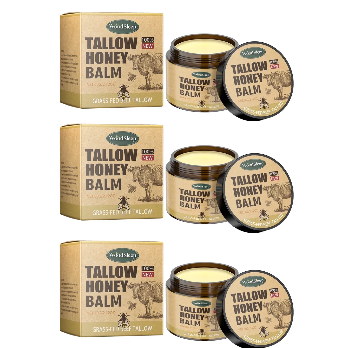 WOODSLEEP Tallow Honey Balm – Moisturising Face Cream 60g