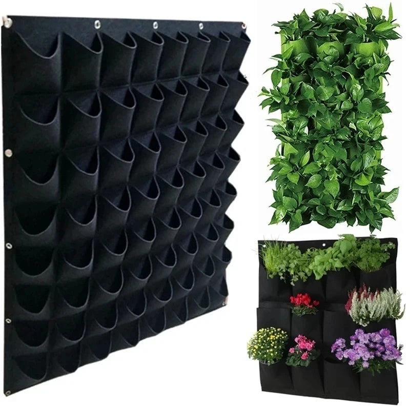 Vertical Wall Hanging Felt Planter Bag | Multi-Pocket Grow Bag