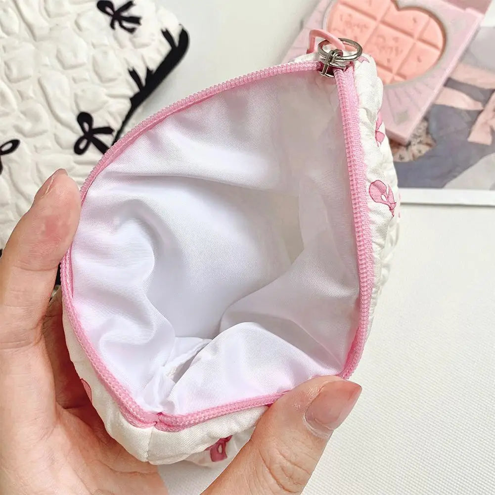 Bow Canvas Makeup Bag – Travel Toiletry & Cosmetic Clutch