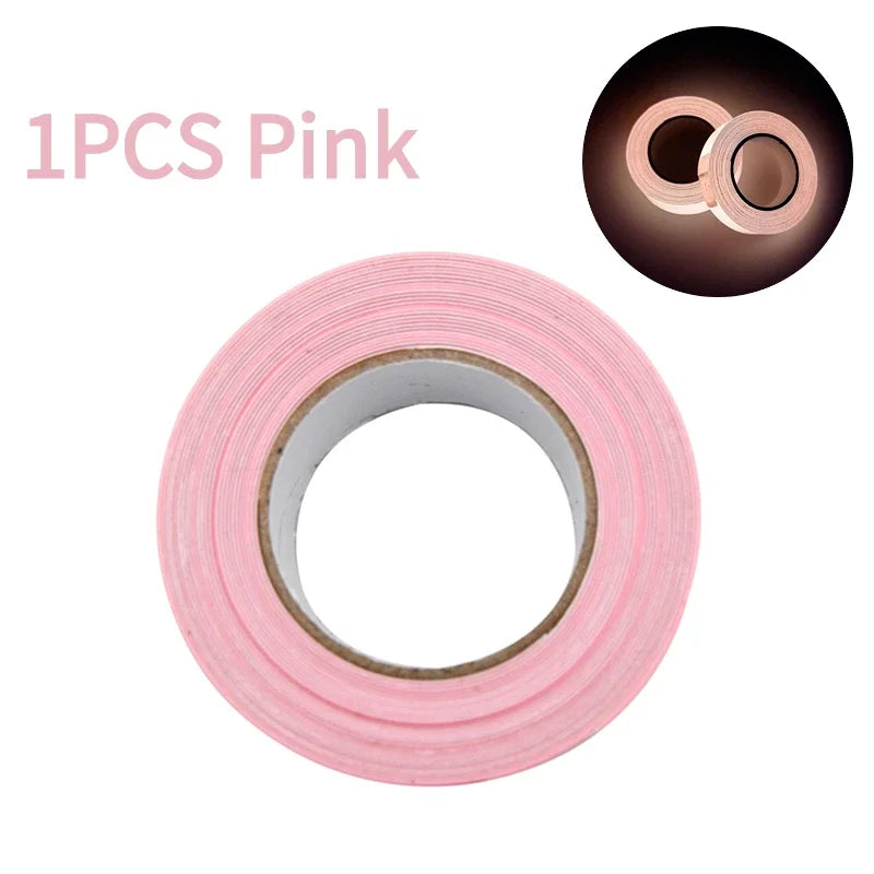 New Adhesive Fluorescent Tapes Luminous Tape Waterproof Self-adhesive Glow Sticker Fluorescent Warning Tapes Safety Supplies Peaceful Pleasures Health and Wellness 1PCS Pink 1.5cm 3M