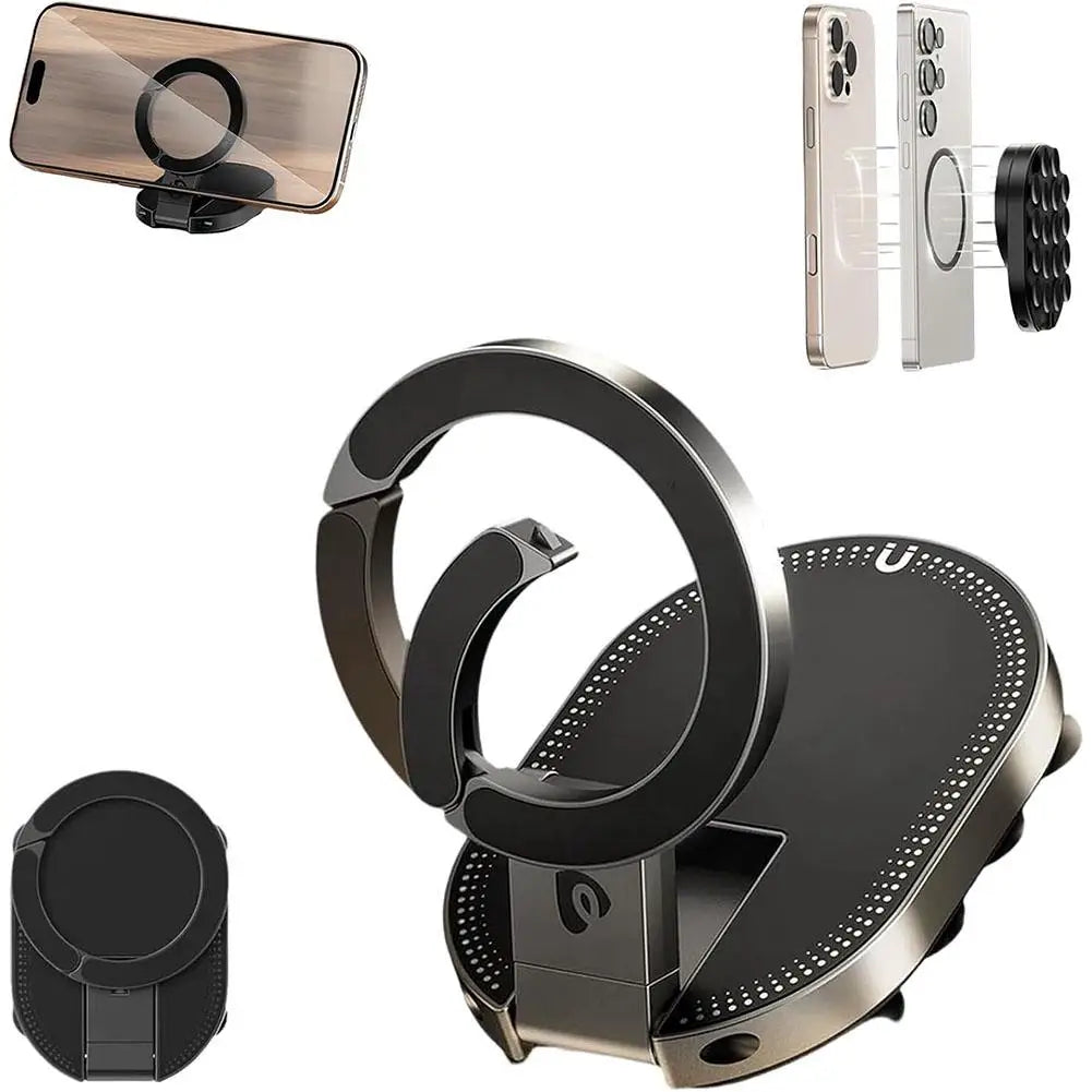 Suction Magnetic Phone Mount 360 Degree Rotating Car Phone Holder Strong Magnet Dashboard Stand Foldable for Car Home Peaceful Pleasures Health and Wellness