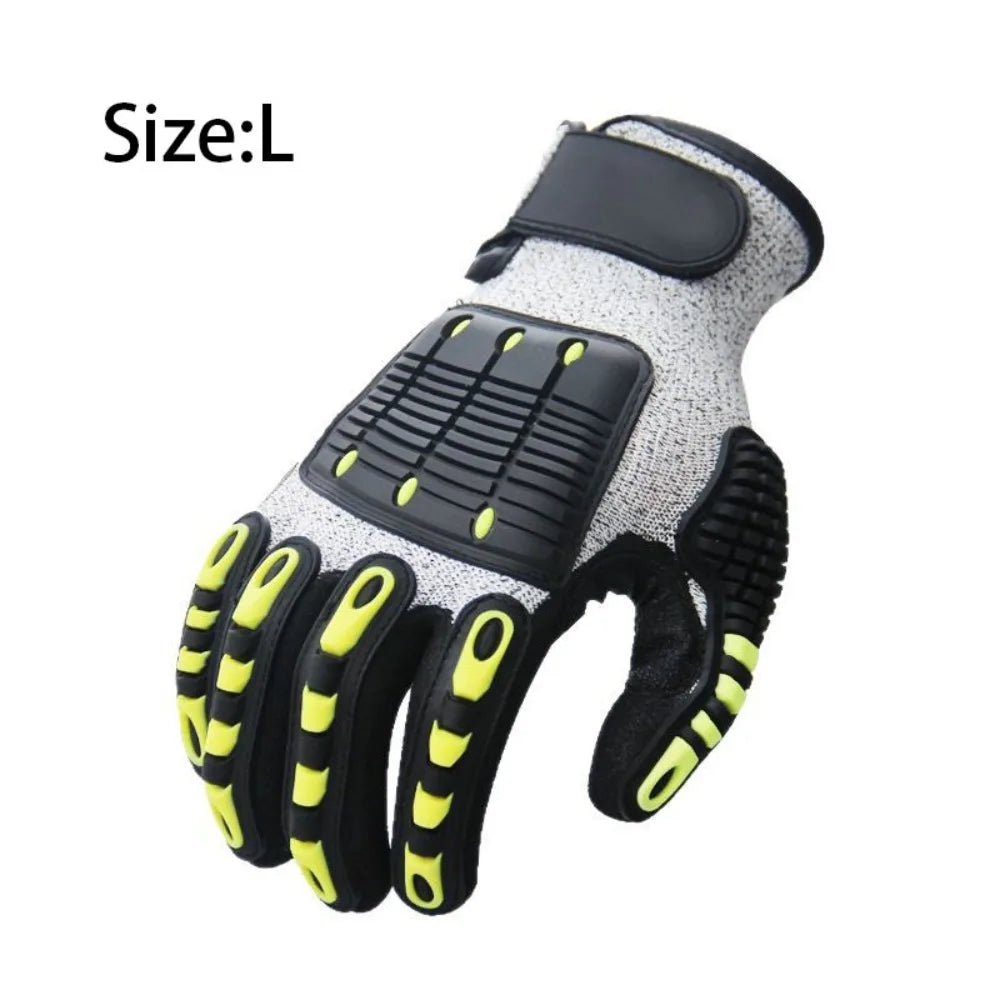 Shock Absorbing Mechanical TPR Gloves Oil-proof Impact Protection Anti Cutting Gloves TPR Material Nitrile Dipped Palm Peaceful Pleasures Health and Wellness L