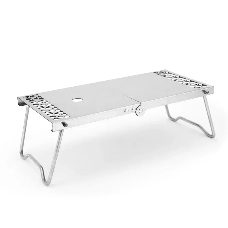 Outdoor Portable Mini Tea Table Stainless Steel Splicing Folding Barbecue Table Multifunctional Camping Grill Tea Dual Use Table Peaceful Pleasures Health and Wellness Small tables