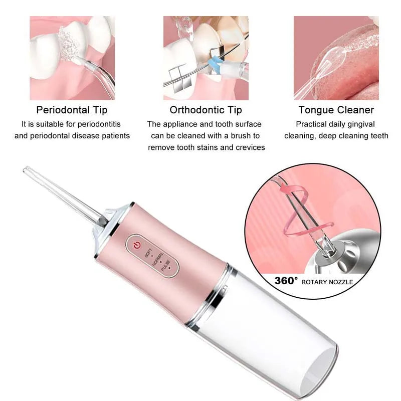 XMSJ Portable Wireless Dental Water Flosser – 4 Jets & Modes