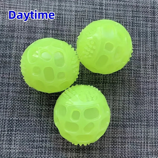 Glow in the Dark Dog Toy Ball – Squeaky TPR Chew & Teeth Cleaner Dog Chew Toy Peaceful Pleasures Health and Wellness