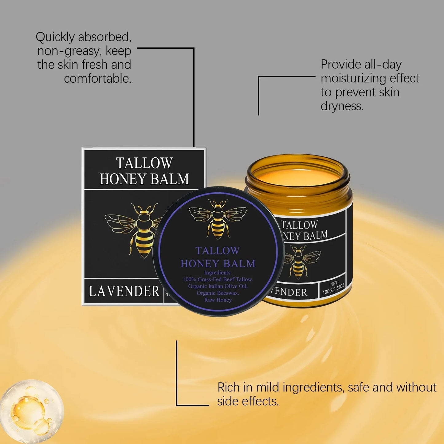 WOODSLEEP Tallow Honey Cream – Face & Body Moisturizer 100g