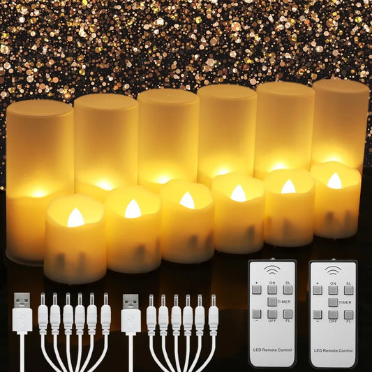 Pack of 12/24 Rechargeable Flameless Candles with Lampshade Flickering LED Electric Tea Lights Timer Remote USB Charging Candles Peaceful Pleasures Health and Wellness