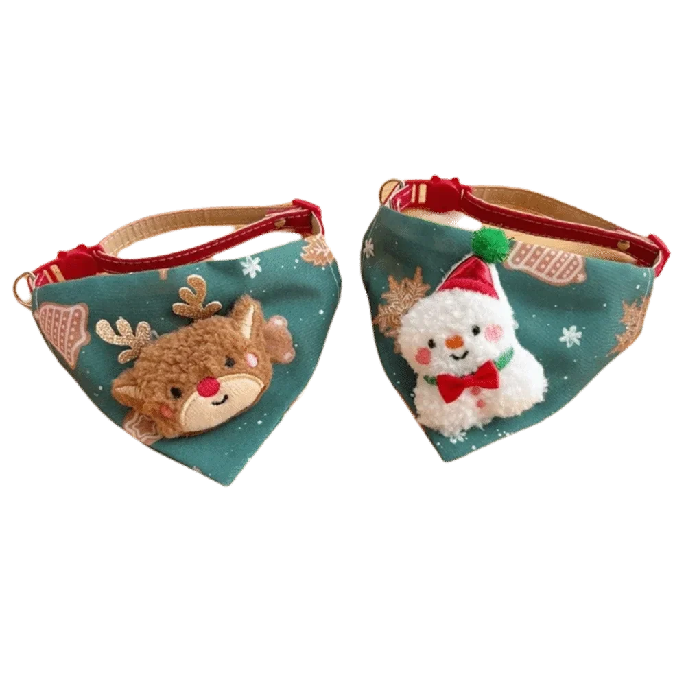 Christmas Dog & Cat Collar with Triangle Scarf | Adjustable