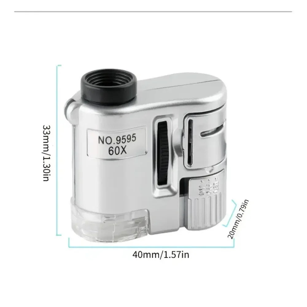 60X Handheld Magnifying Glass MiniPocket UV Magnifier Portable jewelerMicroscope Loupe With LED Light Peaceful Pleasures Health and Wellness
