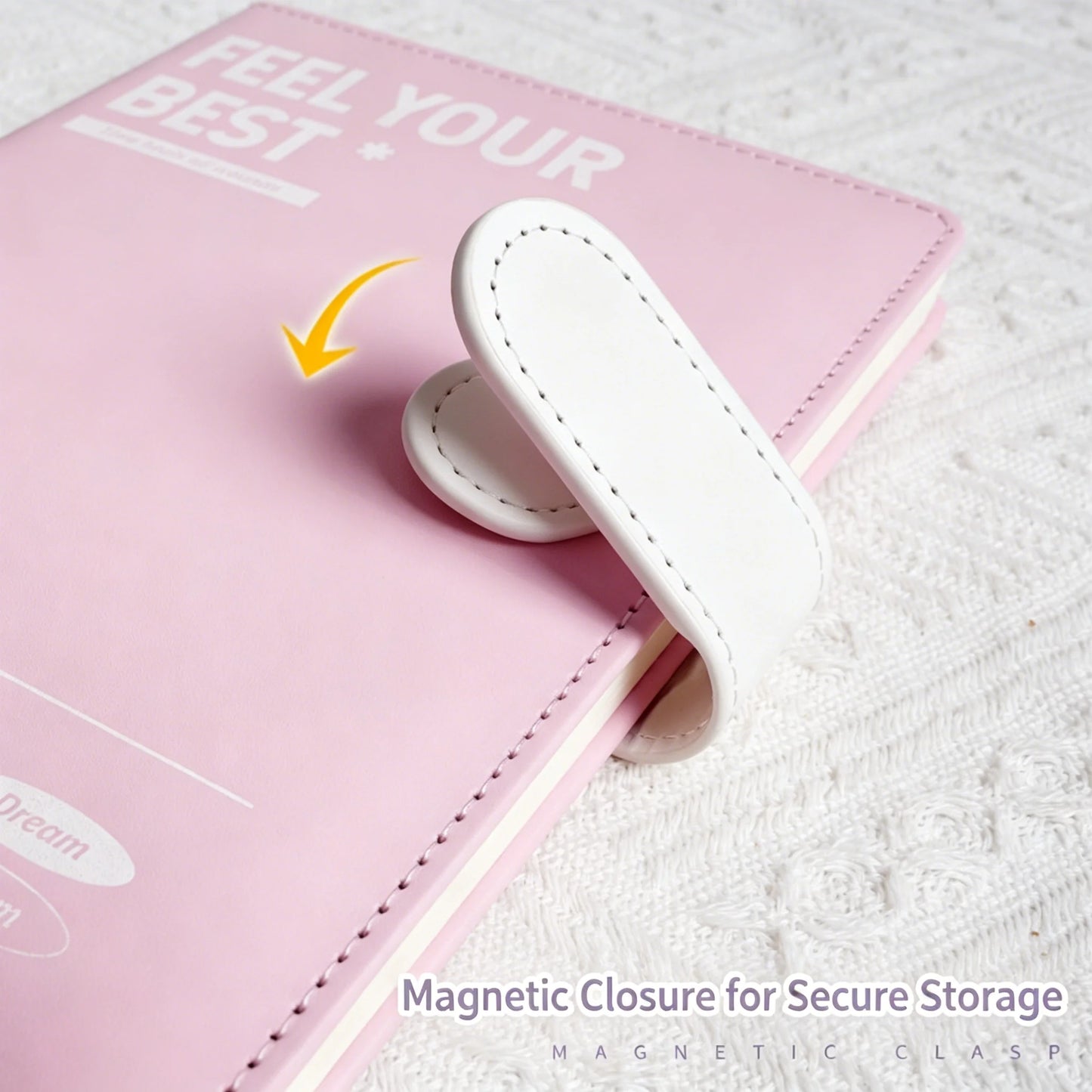 A5 PU Leather Notebook Magnetic Buckle Waterproof Cover 200 Pages