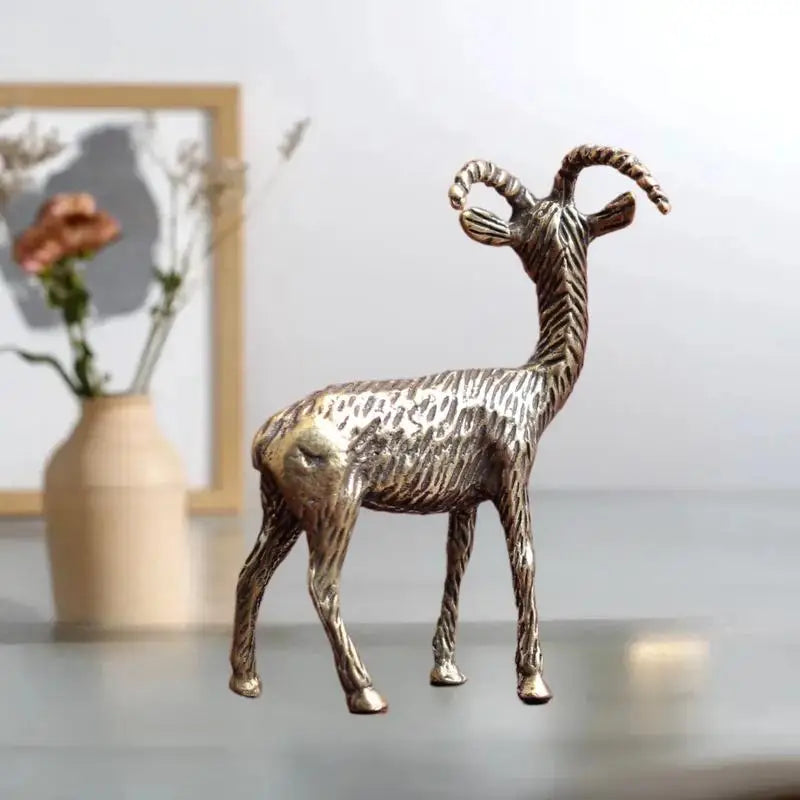 Retro Brass Goat Statue | Handmade Home Decor & Tea Pet Brass Figurine Peaceful Pleasures Health and Wellness