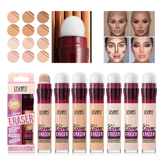 USHAS 12-Shade Liquid Concealer – Rotating Sponge, Long-Lasting Liquid Concealer Oasis Select