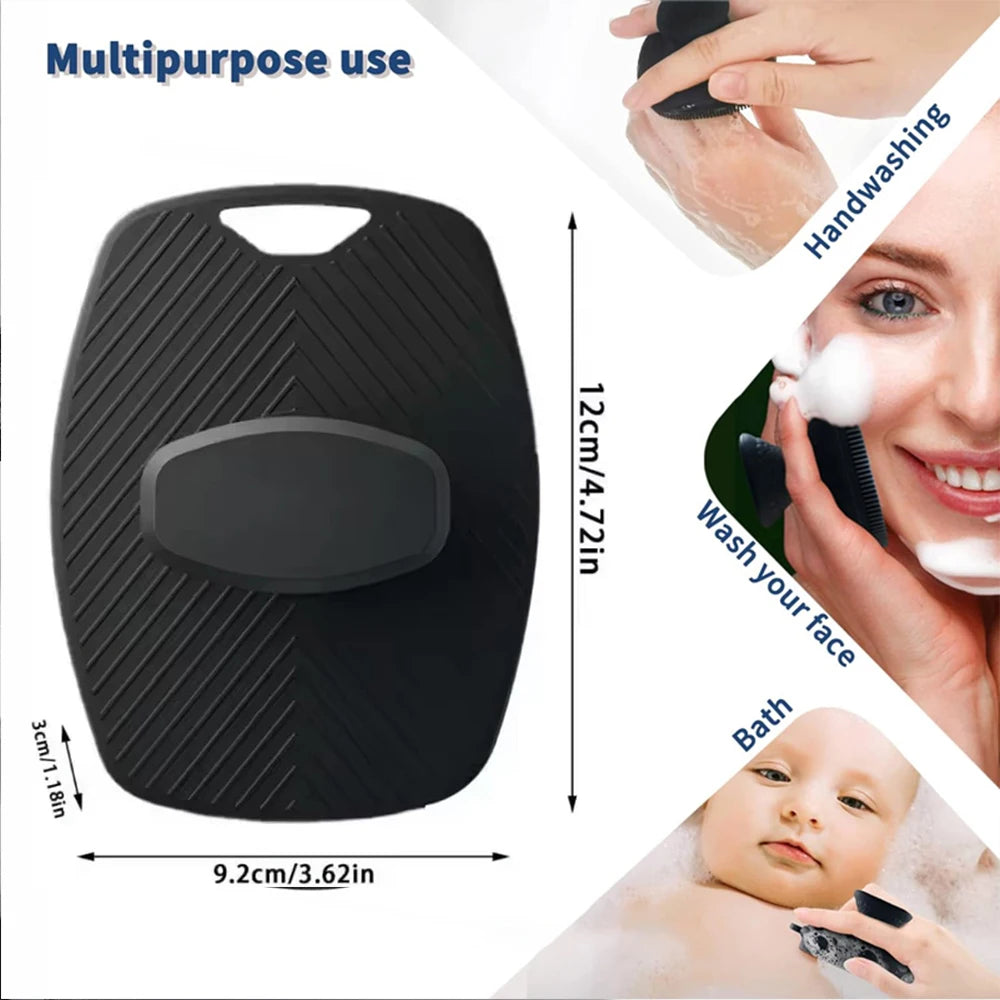 Silicone Body Scrubber Bath Wash Brush Exfoliating Loofah Body Brush Shower Face Scrubber Handle Wet & Dry Brushing for Man Wom Peaceful Pleasures Health and Wellness