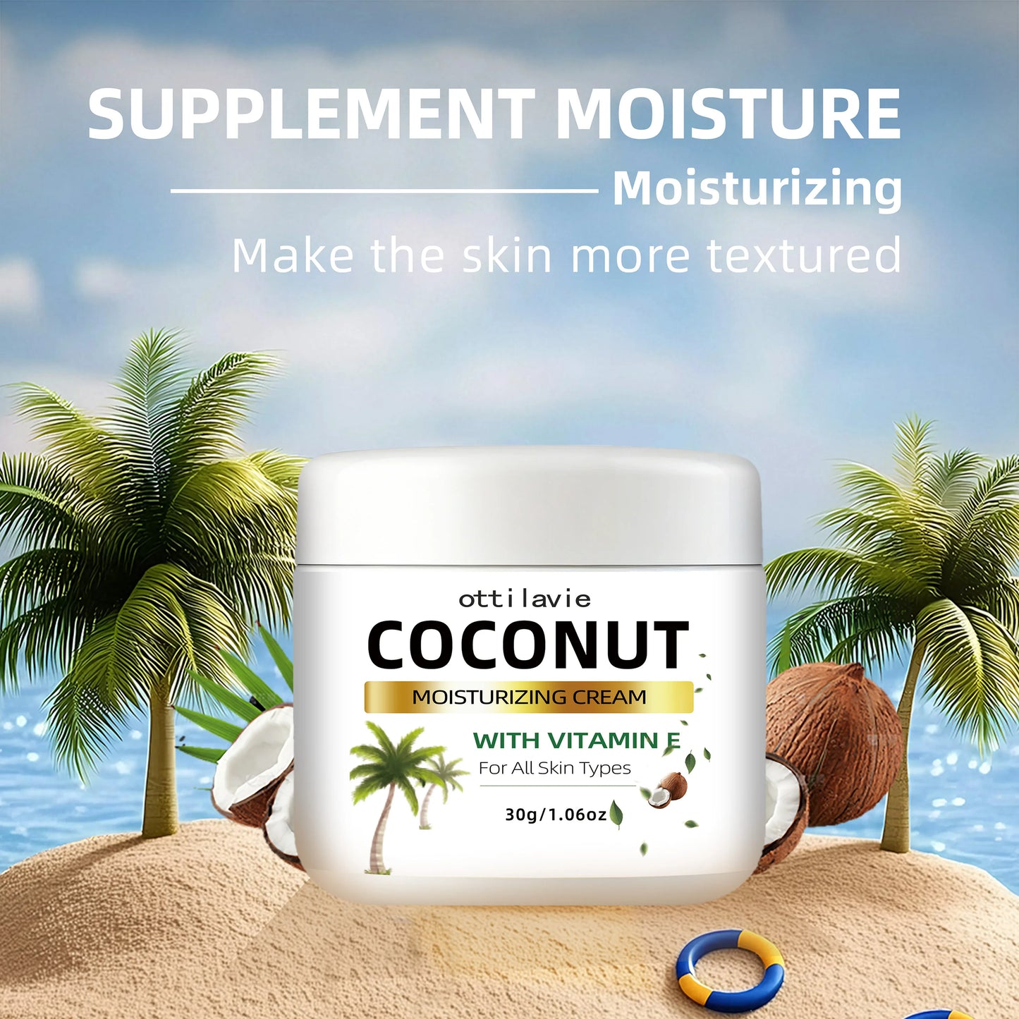 24-Hour Hydrating Coconut Cream with Vitamin E + Collagen | Hypoallergenic & All Skin Types | Nourishing Coconut Extract Peaceful Pleasures Health and Wellness