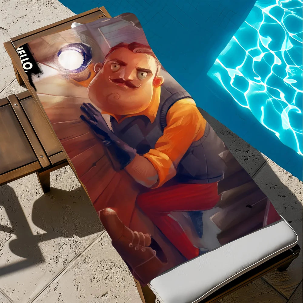 Hello Neighbor Horror Game Quick-Dry Beach Towel | Fun Gift Quick-Dry Beach Towel Peaceful Pleasures Health and Wellness z7 STJ150x180CM