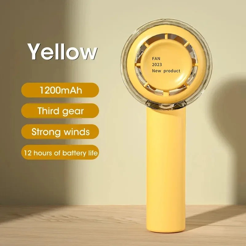 Handheld Mini Portable USB Rechargeable Fan Personal Air Cooler Ventilation for Outdoor Travel Office Use Peaceful Pleasures Health and Wellness Yellow