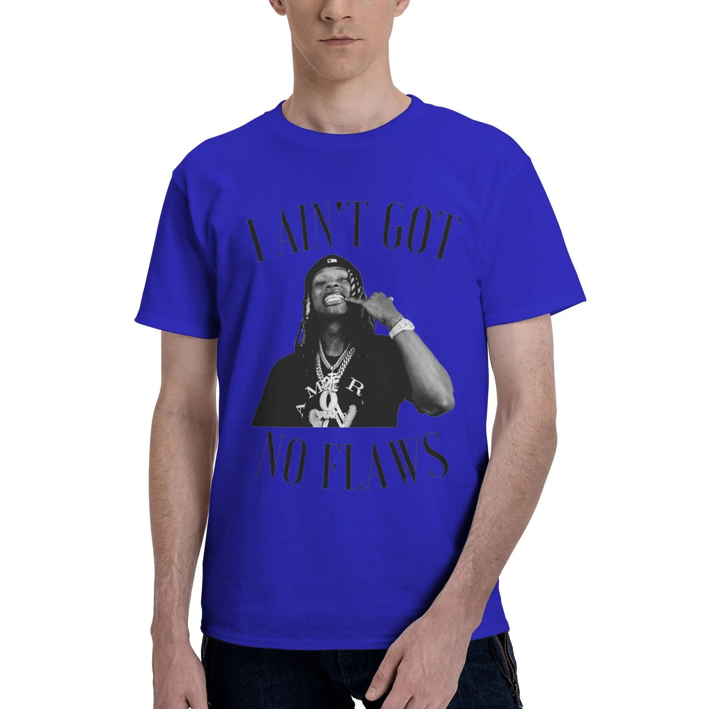 Fun K-Kings Von T-Shirts for Men O Neck 100% Cotton T Shirt Got No Flaws Short Sleeve Tees New Arrival Clothing Peaceful Pleasures Health and Wellness Blue 6XL