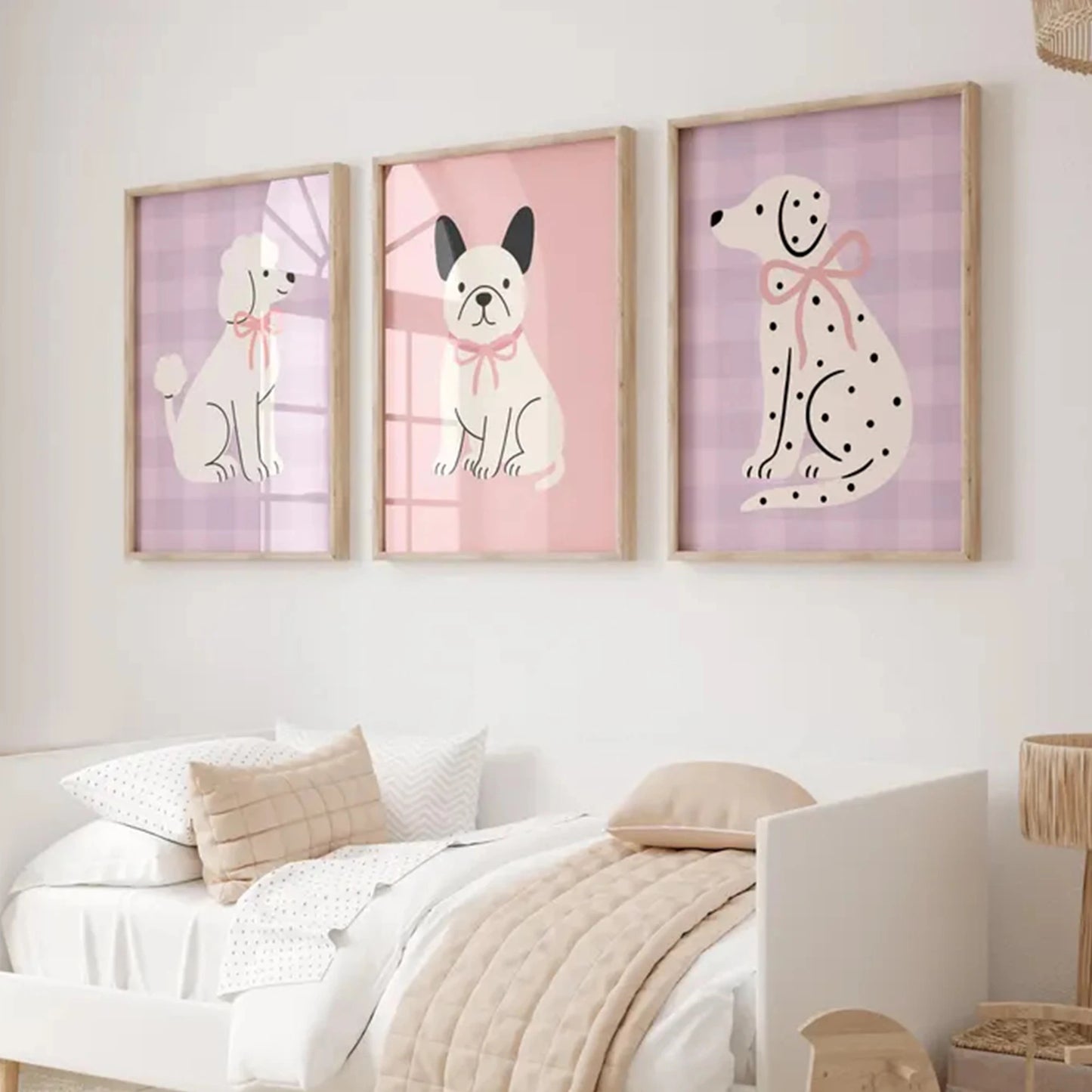 3-Piece Pastel Puppy Dog Canvas Wall Art | Kids Room Decor