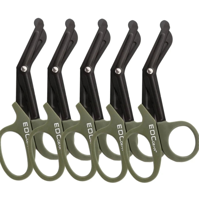 5/2/1PCS Medical Rescue Scissors Plastic Handle Stainless Steel Wound Gauze First Aid Scissors Practical Outdoor Nurse Scissor Peaceful Pleasures Health and Wellness 5PC Green