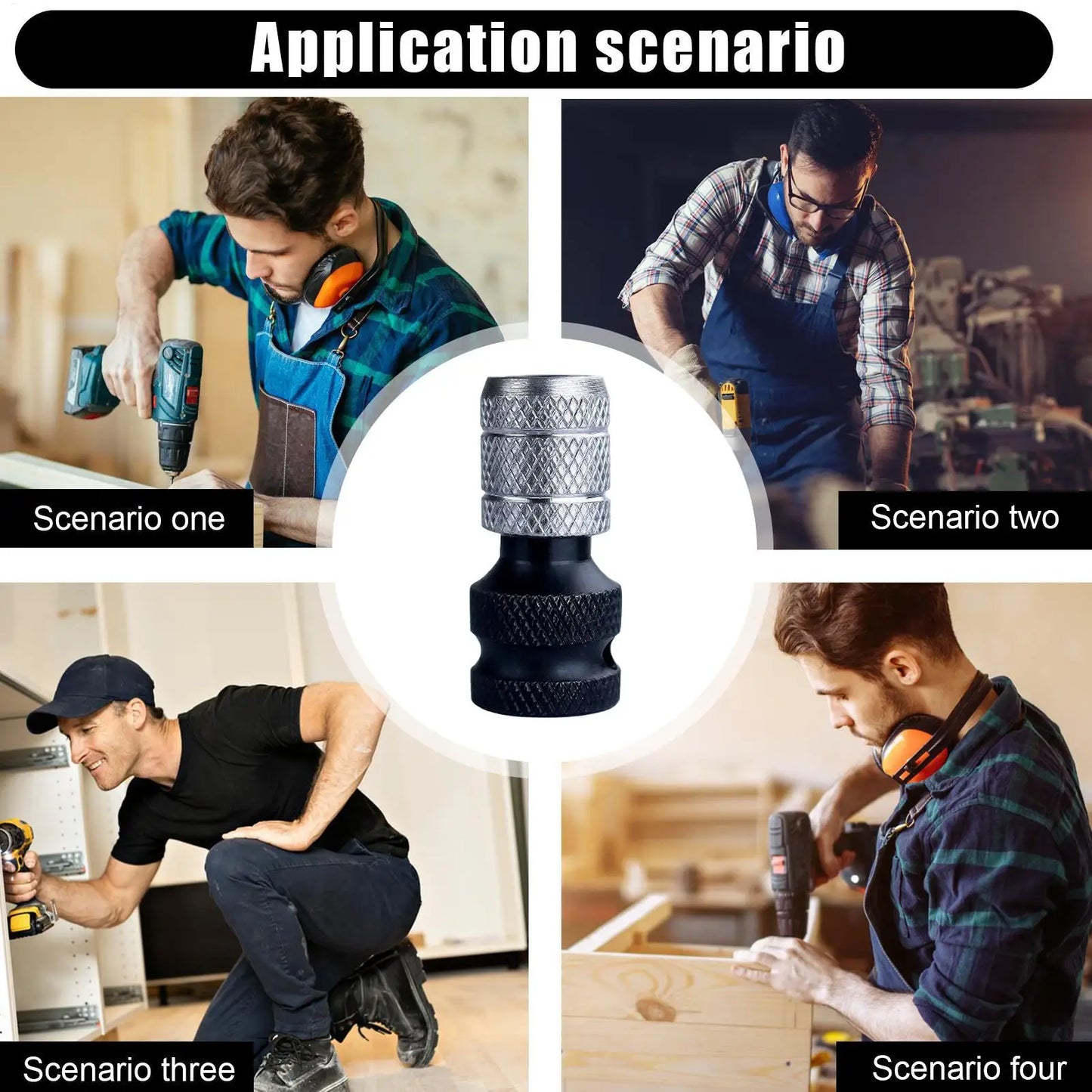 Drill Bit Adapter for Driver 4pieces Bit Socket Chuck Extension Drill Wrench To Electric Hammer Conversion Convert Adapter for Peaceful Pleasures Health and Wellness