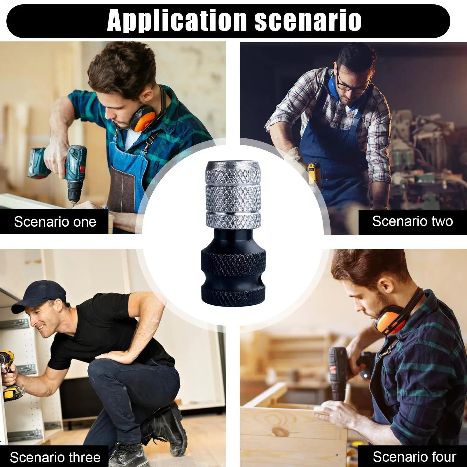 Drill Bit Adapter for Driver 4pieces Bit Socket Chuck Extension Drill Wrench To Electric Hammer Conversion Convert Adapter for Peaceful Pleasures Health and Wellness