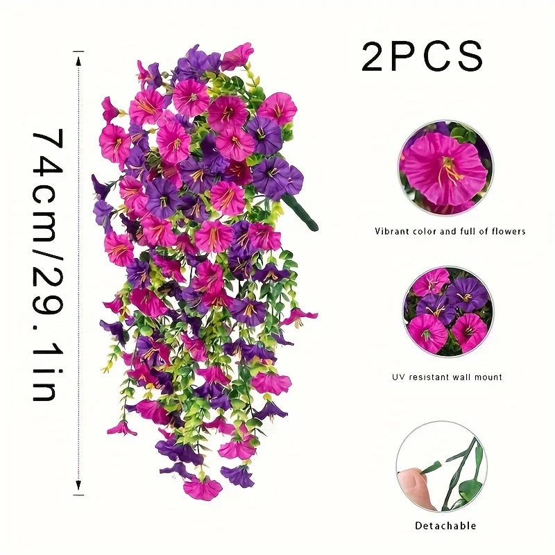 29" Artificial Silk Petunia Hanging Plant | Outdoor Fake Flowers
