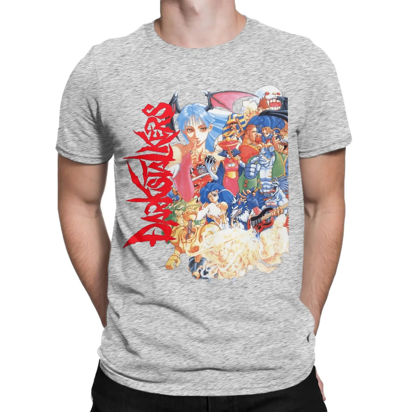 Men's T-Shirt Darkstalkers Humor 100% Cotton Tee Shirt Short Sleeve Characters T Shirt Round Collar Clothes Printed Peaceful Pleasures Health and Wellness GRAY 4XL