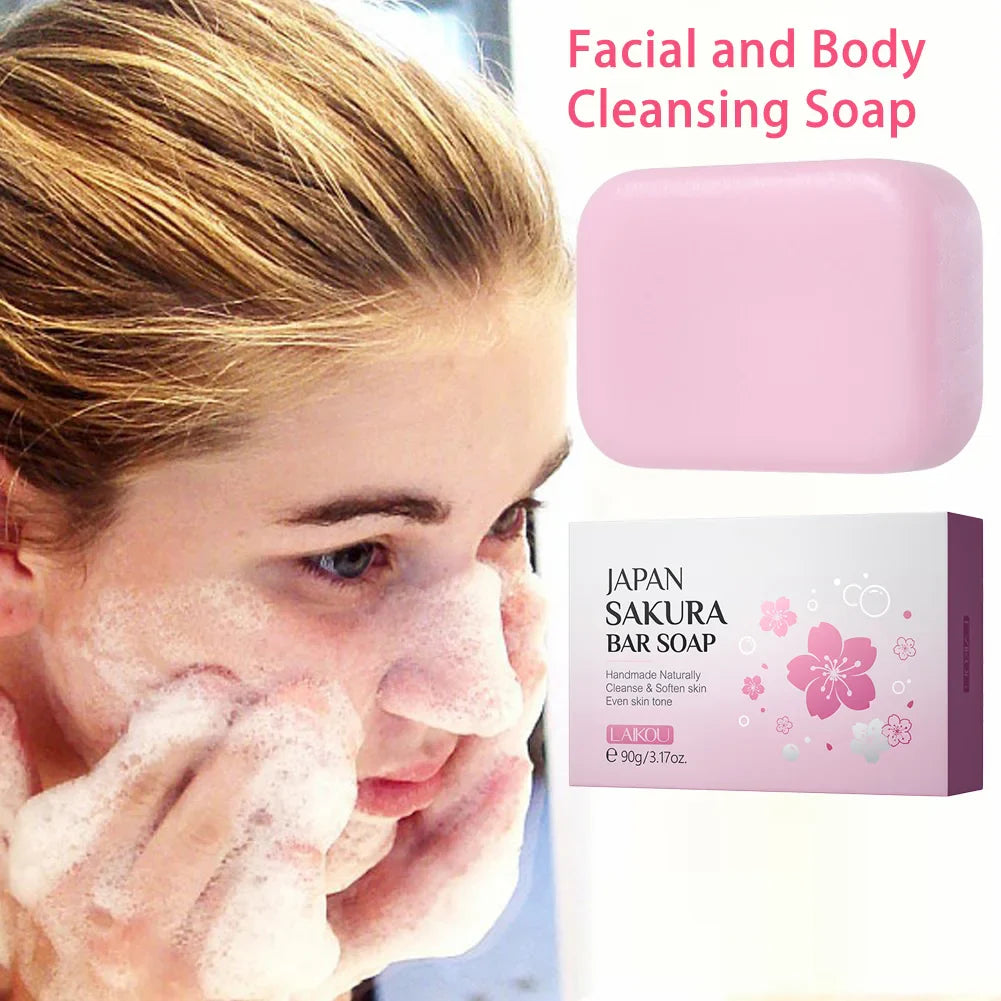LAIKOU Sakura Whitening Soap – Acne & Dark Spot Cleanser 90g