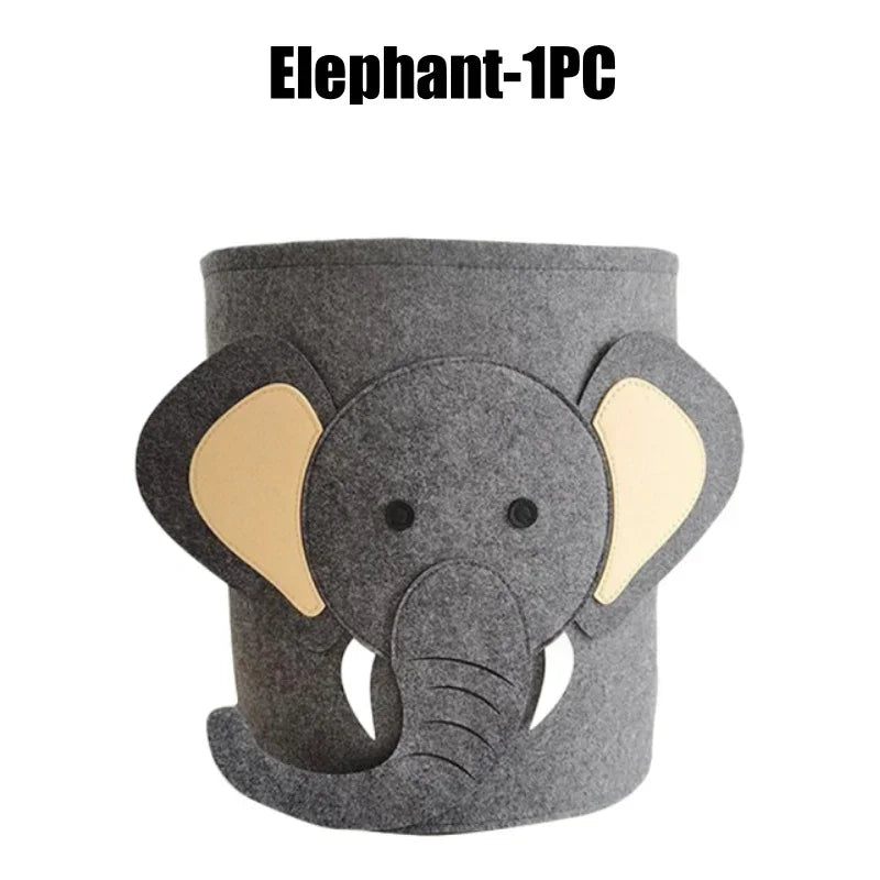 Large Felt Kids Toy & Laundry Basket – Cartoon Animal Design