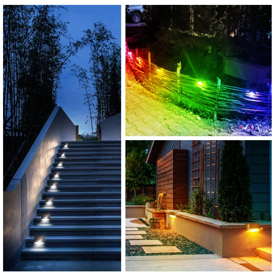 Solar Stairs Light Outdoor Waterproof Solar Powered Garden Lamps for Railing Deck Step Yard Patio Pathway Fence Light Peaceful Pleasures Health and Wellness