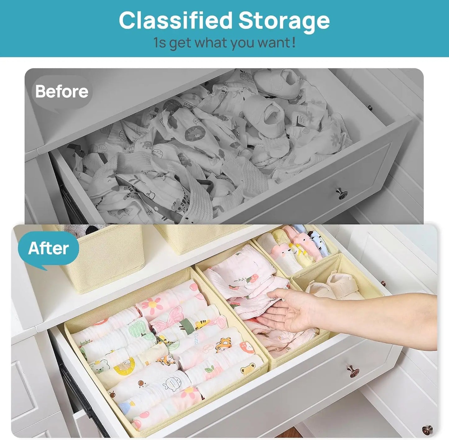 12-Pack Foldable Fabric Drawer Organizers – 3 Sizes, Non-Woven Peaceful Pleasures Health and Wellness
