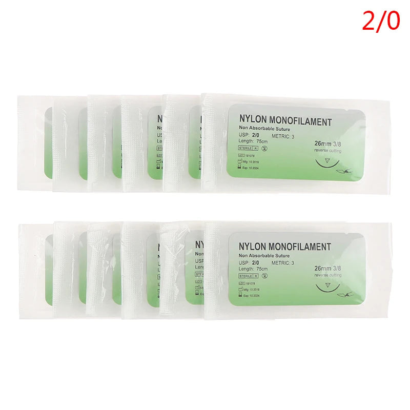 12 Pcs/Set Needle Suture Nylon Monofilament Thread Suture Practice Kit Peaceful Pleasures Health and Wellness 20