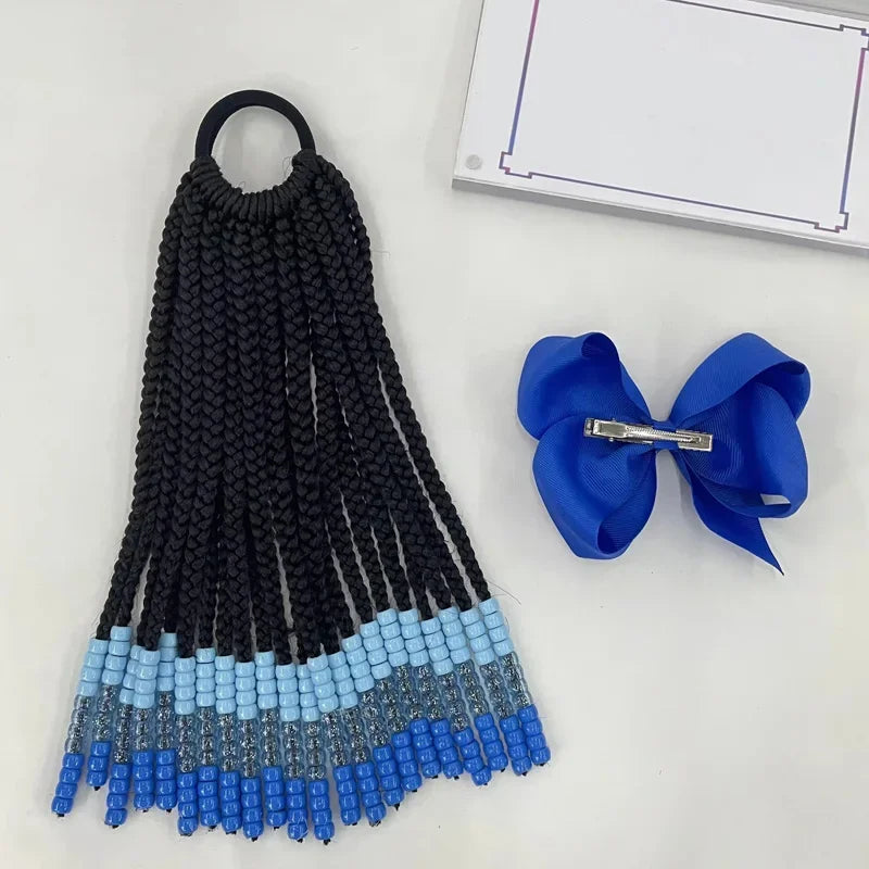 Kids Braid Ponytail dreadlock Extension with Bowknot Tie Clip in Braids Hair Extensions Wig Extensions for Girls kids Wigs Peaceful Pleasures Health and Wellness dark blue