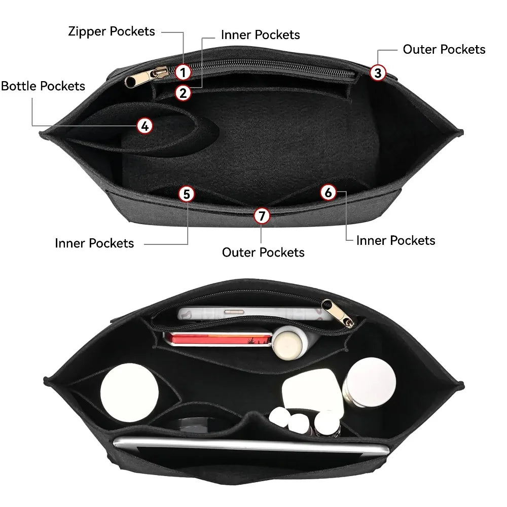 Felt Bag Organizer Insert – Multi-Pocket Handbag Organizer