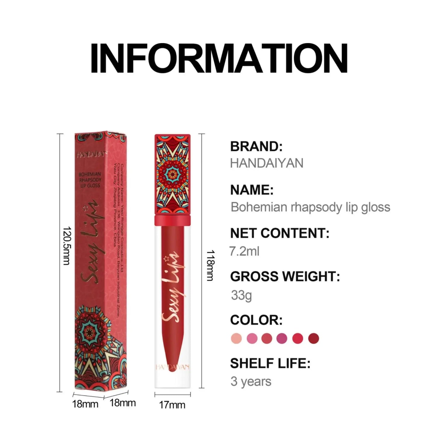 Handaiyan Bohemian Matte Liquid Lipstick – 6 Earth Tone Colors