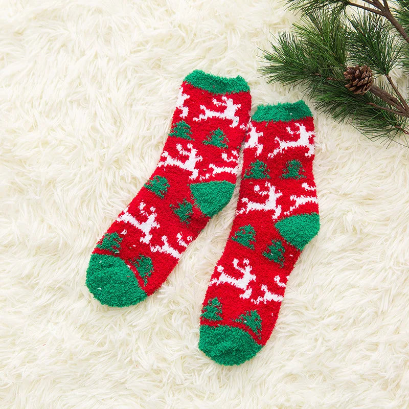 New Creative Design Winter Socks Coral Velvet Christmas Socks Children Santa Claus Home Warm Floor Socks Elk Cartoon Sleep Socks Peaceful Pleasures Health and Wellness C One Size