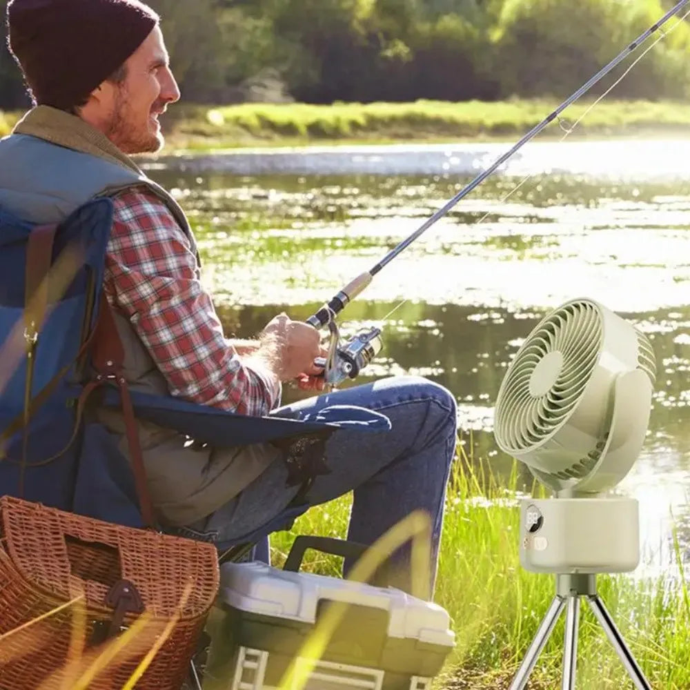 Portable Tripod Fan – USB Rechargeable, Foldable Camping Fan