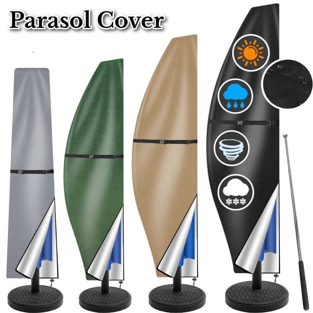 Waterproof Parasol Cover 210D PU Coating Heavy Duty Garden Parasol Cover with Zipper UV & Weather-Anti Umbrellas Parasol Covers Peaceful Pleasures Health and Wellness