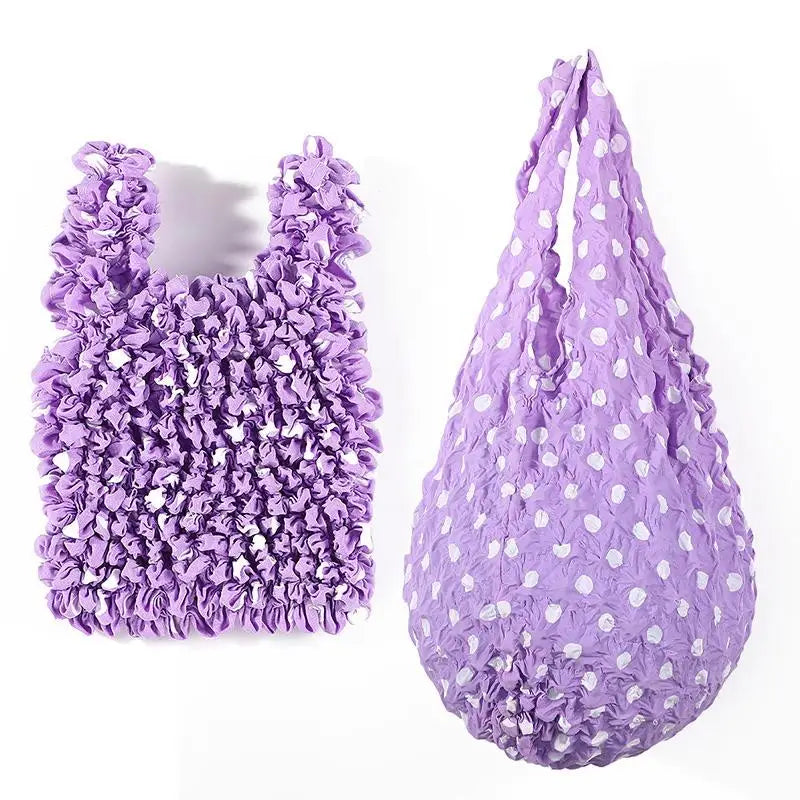 Pleated Foldable Shopping Bag – Large Capacity Stretch Tote
