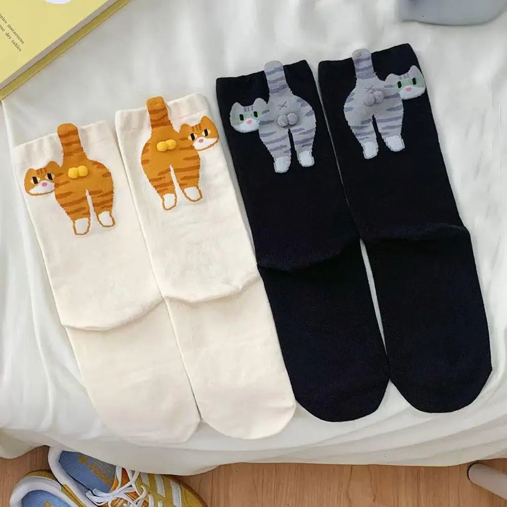 Cute Cat Novelty Socks – Soft Cotton Fun Gift for Women