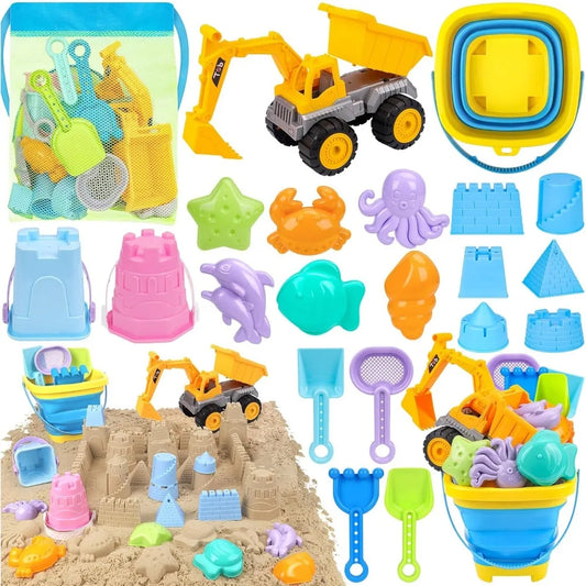 21-Piece Kids Beach Sand Toys Set – Excavator, Castle Molds & Bucket Beach Sand Toy Set Peaceful Pleasures Health and Wellness