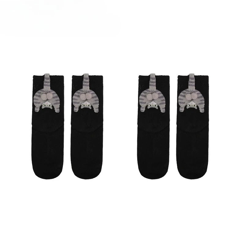 3D Cat Butt Cartoon Socks – Funny Novelty Cotton Mid Socks