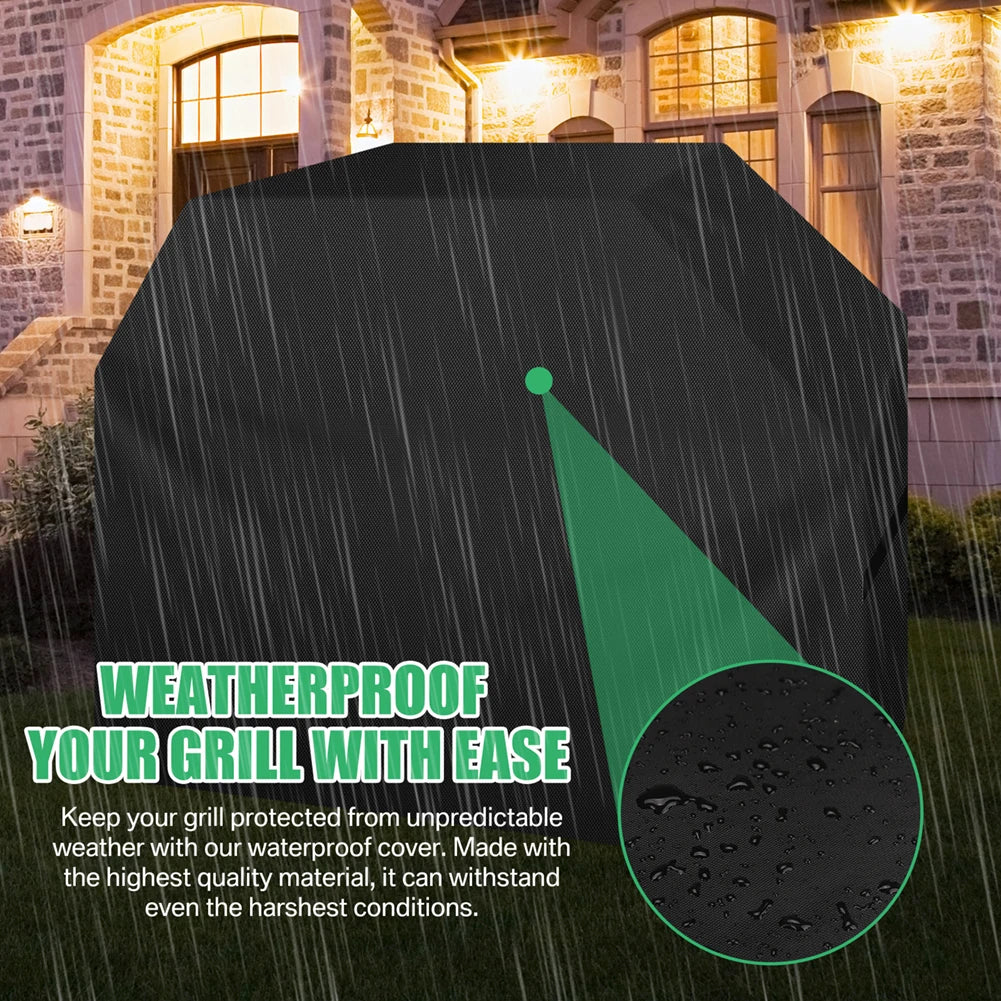 1-5pcs 58 Inch Outdoor Grill Cover Garden Heavy Duty Waterproof Barbecue Furniture Covers Anti-UV Fade Resistant Cover with Hook Peaceful Pleasures Health and Wellness
